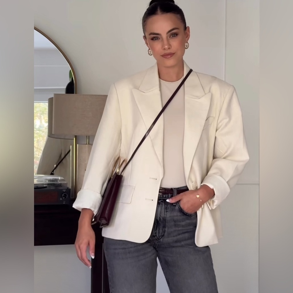 Vintage Oversized linen blend Euro Summer Blazer Sz40" /L